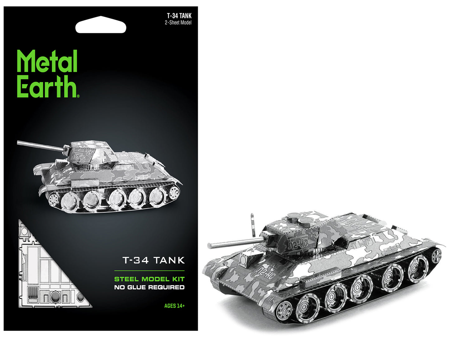 Model Kit Soviet T-34 Tank (Moderate Difficulty) Steel Model by Metal Earth