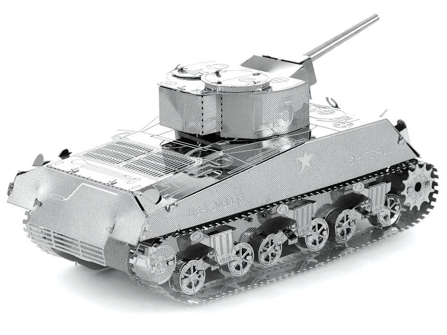 Model Kit American Sherman Tank (Moderate Difficulty) Steel Model by Metal Earth