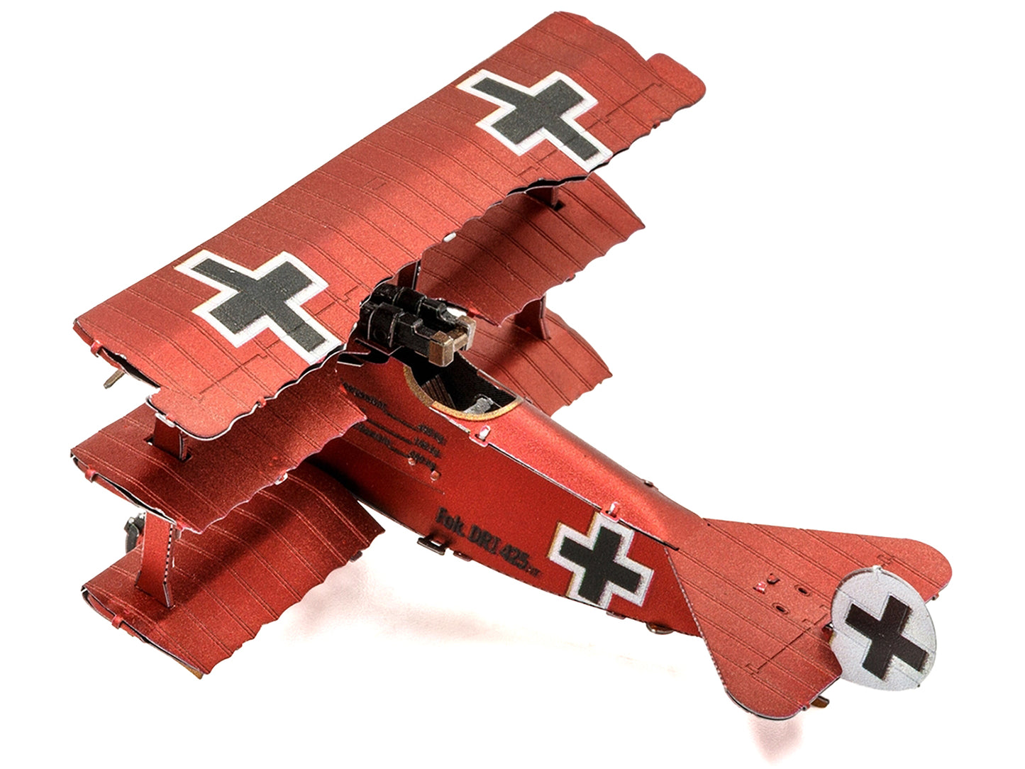 Model Kit Fokker Dr.I Triplane Fighter Aircraft "Red Baron" German Air Force (Moderate Difficulty) Steel Model by Metal Earth