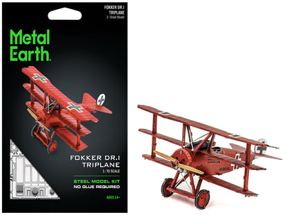 Model Kit Fokker Dr.I Triplane Fighter Aircraft "Red Baron" German Air Force (Moderate Difficulty) Steel Model by Metal Earth