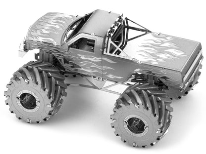 Model Kit Monster Truck with Flame Graphics (Moderate Difficulty) Steel Model by Metal Earth