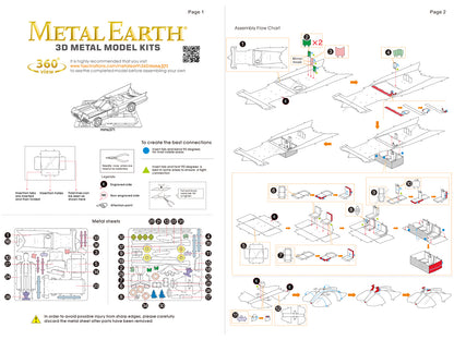 Model Kit 1966 Classic TV Series Batmobile "Batman" (1966) TV Series (Challenging Difficulty) Steel Model by Metal Earth