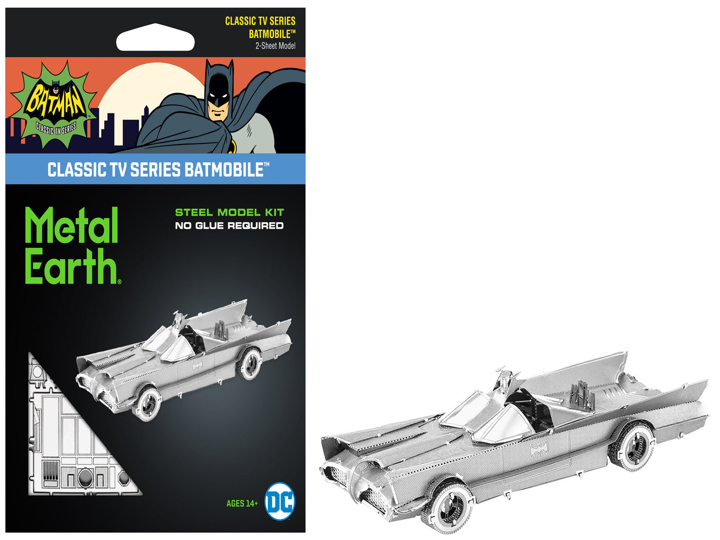 Model Kit 1966 Classic TV Series Batmobile "Batman" (1966) TV Series (Challenging Difficulty) Steel Model by Metal Earth