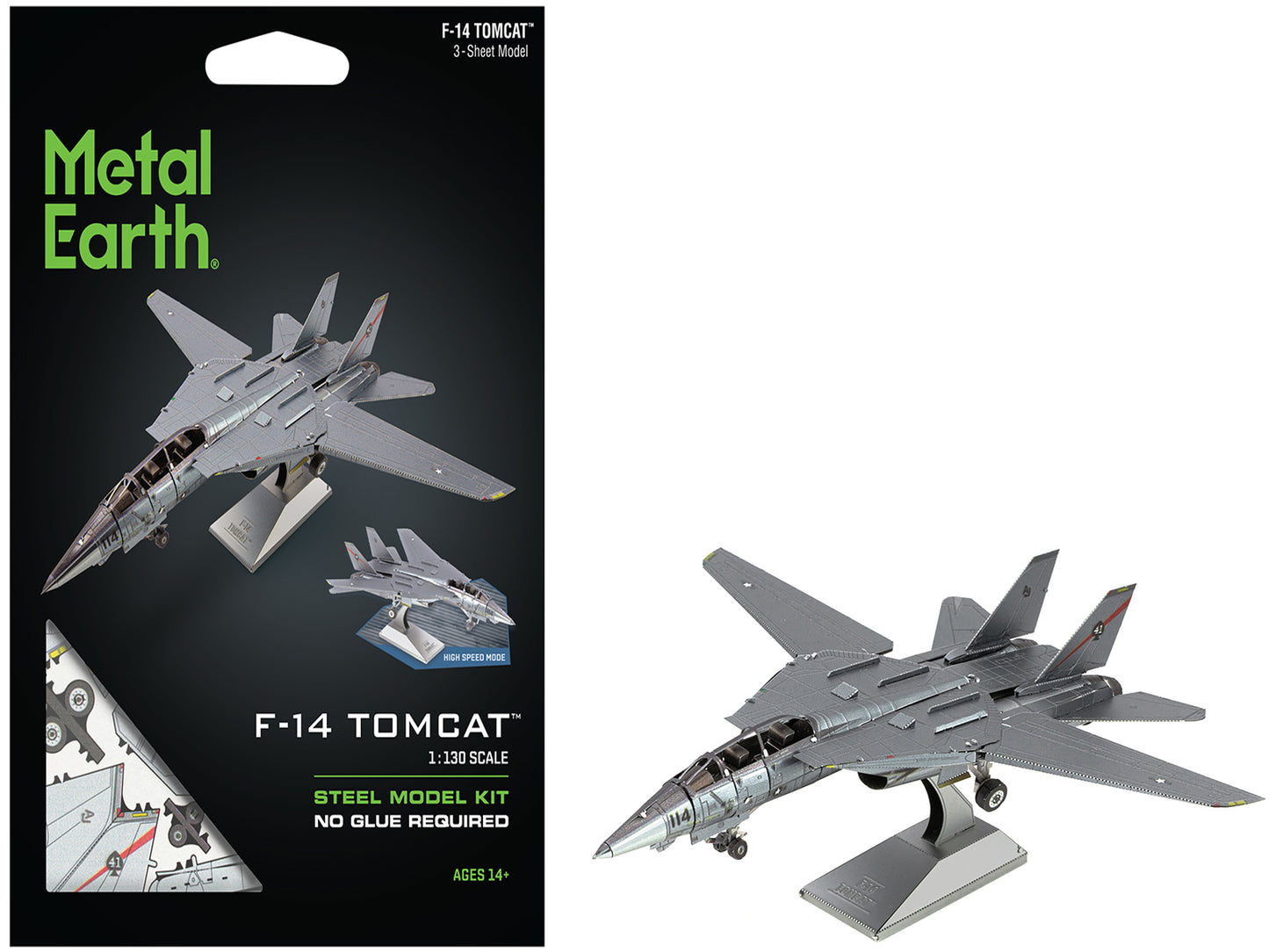 Model Kit Grumman F-14 Tomcat Fighter Aircraft "United States Navy" (Challenging Difficulty) Steel Model by Metal Earth