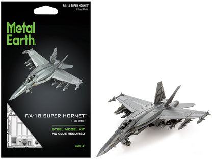 Model Kit Boeing F/A-18 Super Hornet Fighter Aircraft "United States Navy" (Moderate Difficulty) Steel Model by Metal Earth