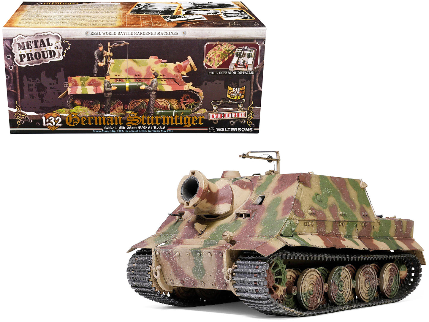 German Sturmmorserwagen 606/4 Mit 38cm RW 61 L/3.5 "Sturmtiger" Assault Gun "Sturm-Morser-Kp. 1002 Berlin Germany" (May 1945) "Inside Out" Series 1/32 Diecast Model by Metal Proud