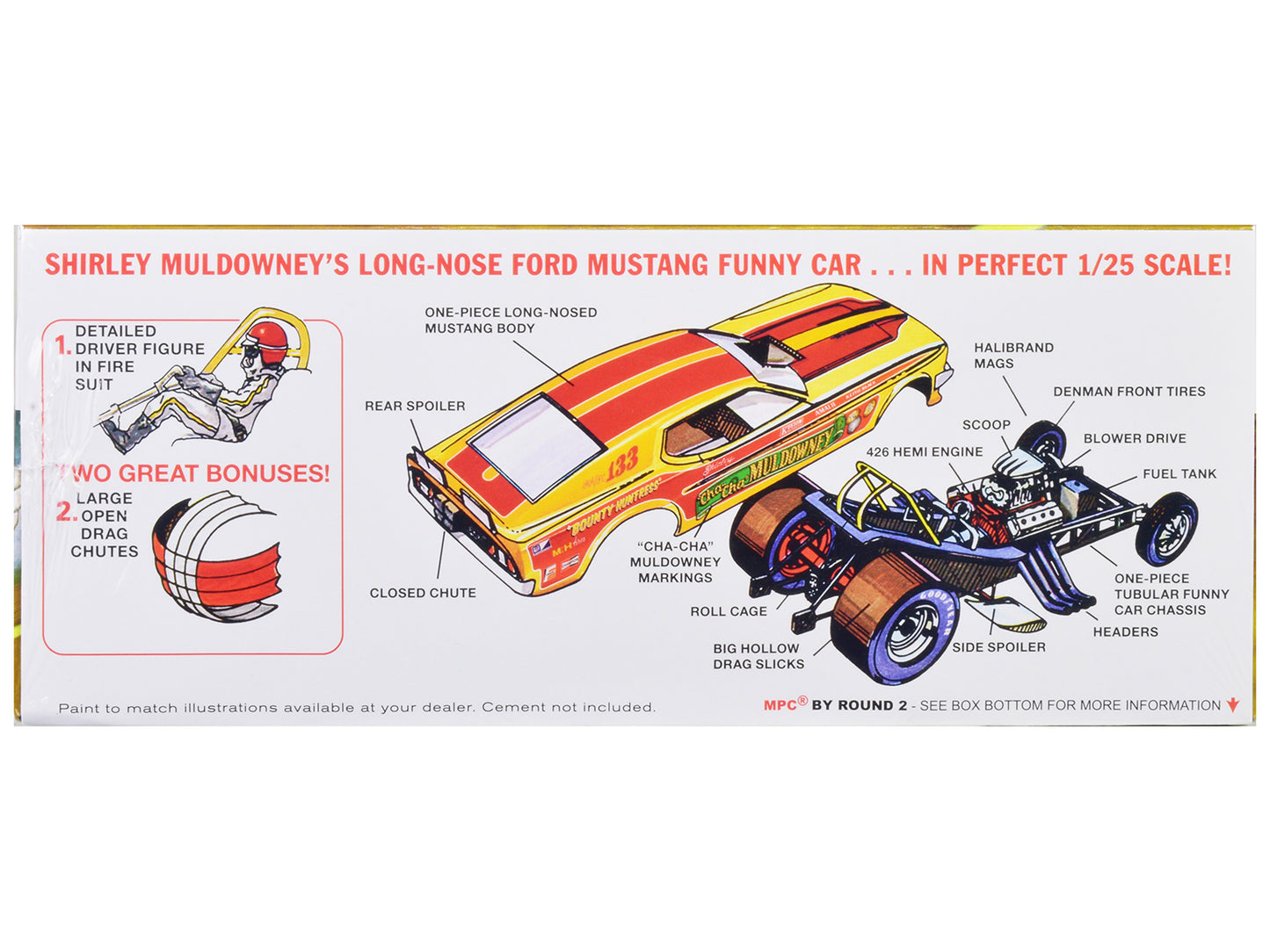 Skill 2 Model Kit Ford Mustang Long Nose Funny Car "Shirley Muldowney" 1/25 Scale Model by MPC