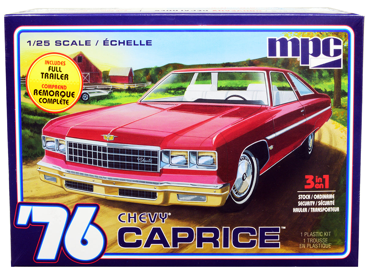 Skill 2 Model Kit 1976 Chevrolet Caprice with Trailer 3-in-1 Kit 1/25 Scale Model by MPC