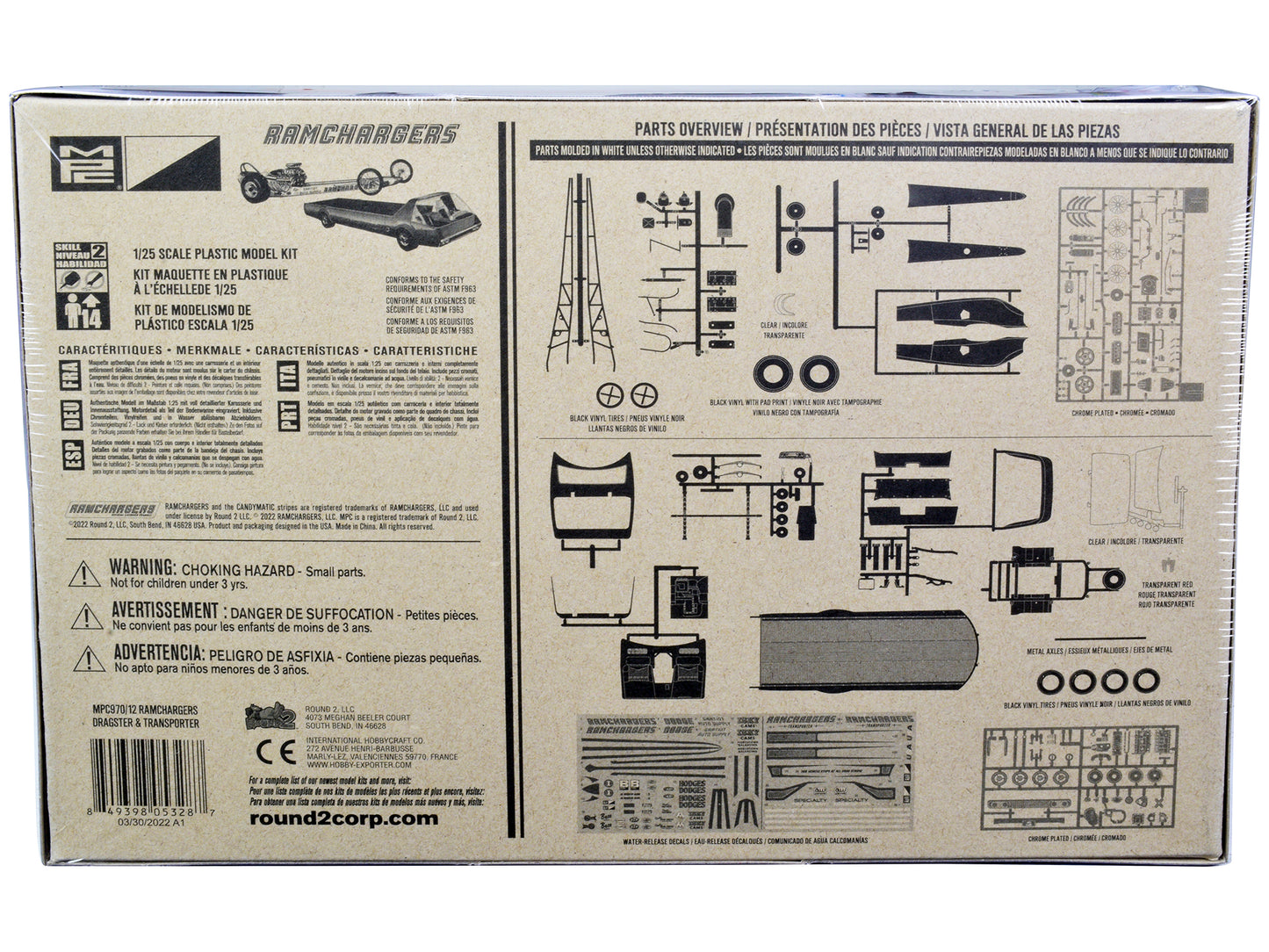 Skill 2 Model Kit Ramchargers Dragster and Advanced Design Transport Truck 2 Kits in 1 1/25 Scale Models by MPC