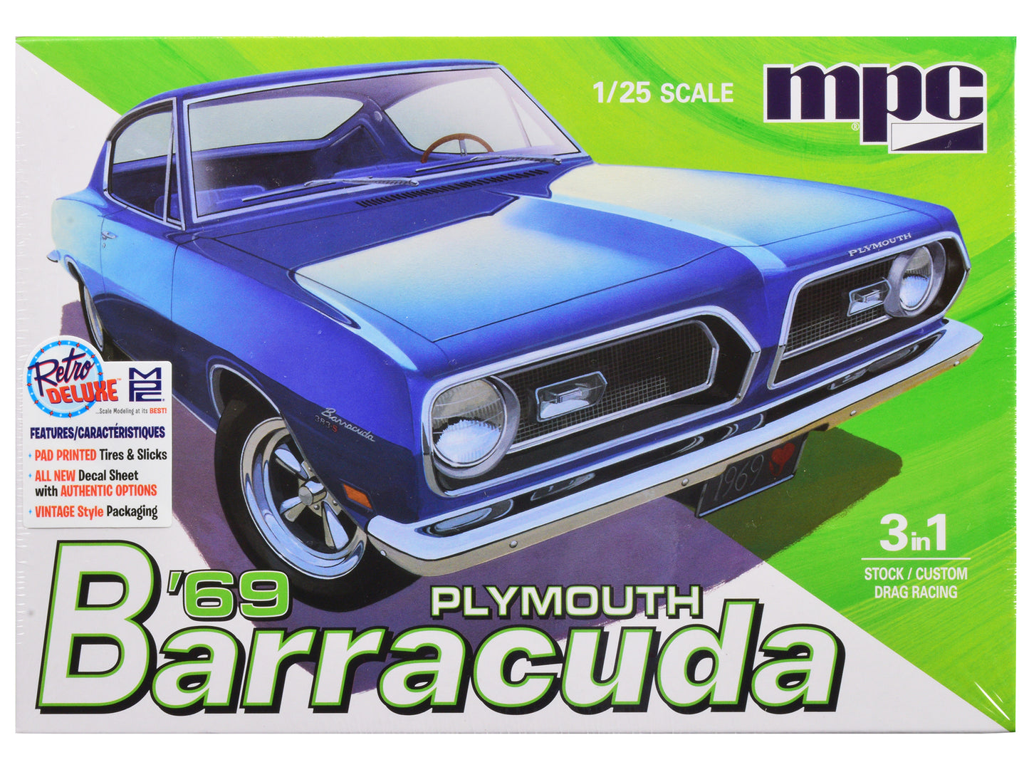 Skill 2 Model Kit 1969 Plymouth Barracuda 3-in-1 Kit 1/25 Scale Model by MPC