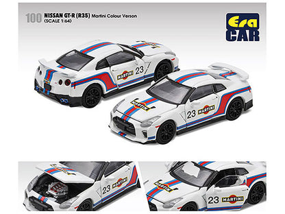 Nissan GT-R (R35) #23 White with Blue and Red Stripes "Martini Racing" Limited Edition to 960 pieces Worldwide 1/64 Diecast Model Car by Era Car