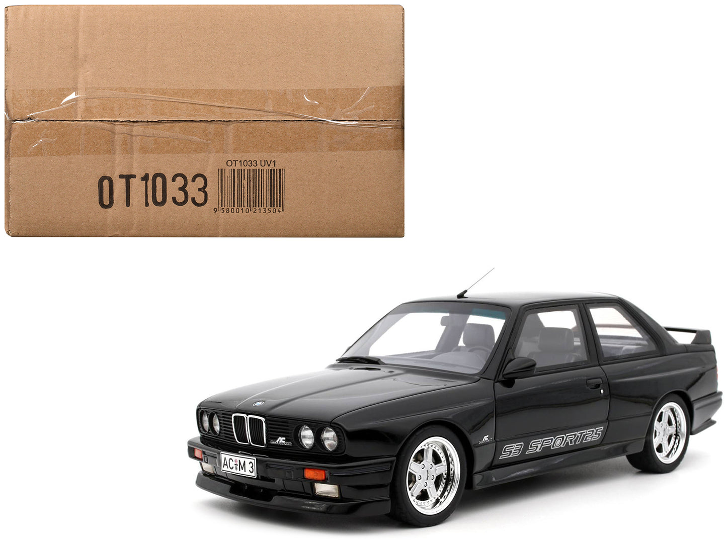 1985 BMW AC Schnitzer ACS3 Sport 2.5 Diamond Black Metallic Limited Edition to 3000 pieces Worldwide 1/18 Model Car by Otto Mobile