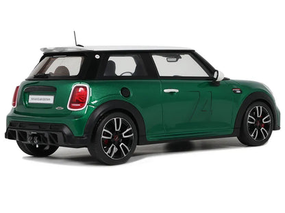 2023 Mini Cooper F56 JCW #74 British Racing Green with White Top and Stripes 1/18 Model Car by Otto Mobile