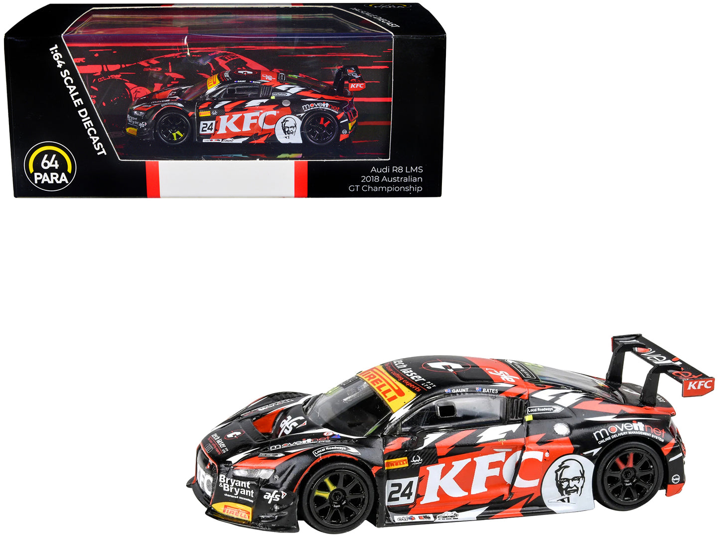 Audi R8 LMS #24 Daniel Gaunt - Tony Bates "KFC Racing" 3rd Place "Australian GT Championship" (2018) 1/64 Diecast Model Car by Paragon Models