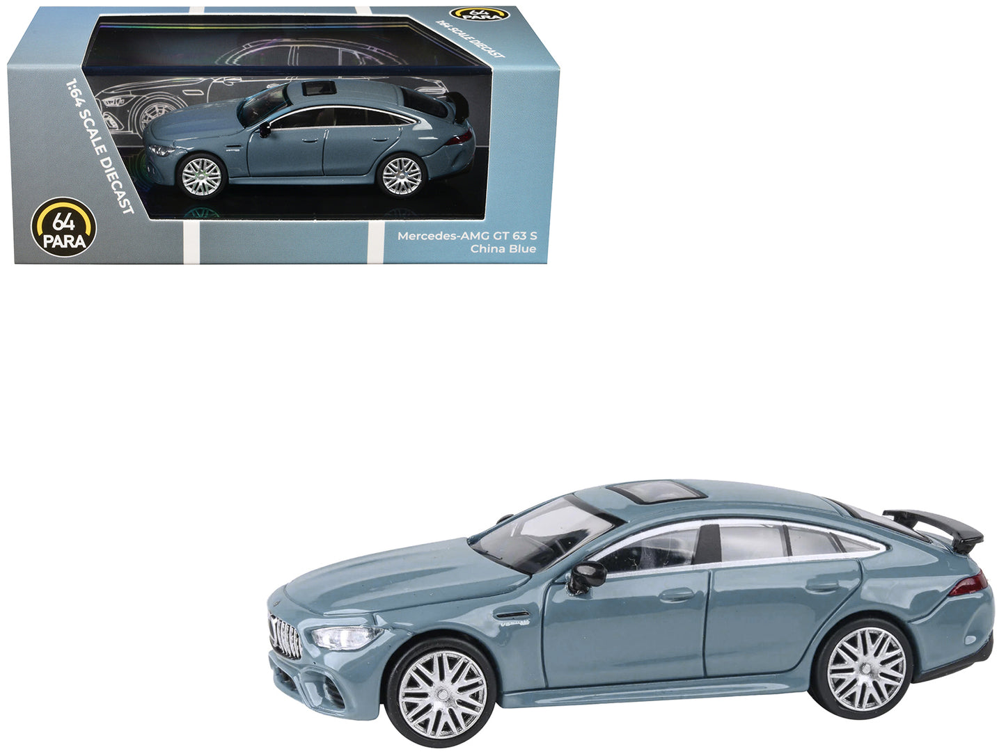 Mercedes-AMG GT 63 S China Blue with Sunroof 1/64 Diecast Model Car by Paragon Models