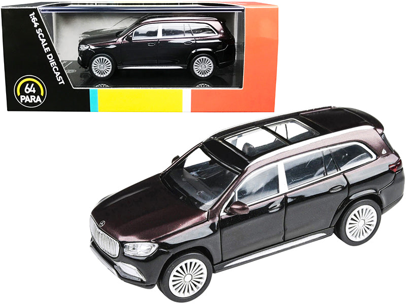 Mercedes-Maybach GLS 600 with Sunroof Rubellite Red and Obsidian Black Metallic 1/64 Diecast Model Car by Paragon