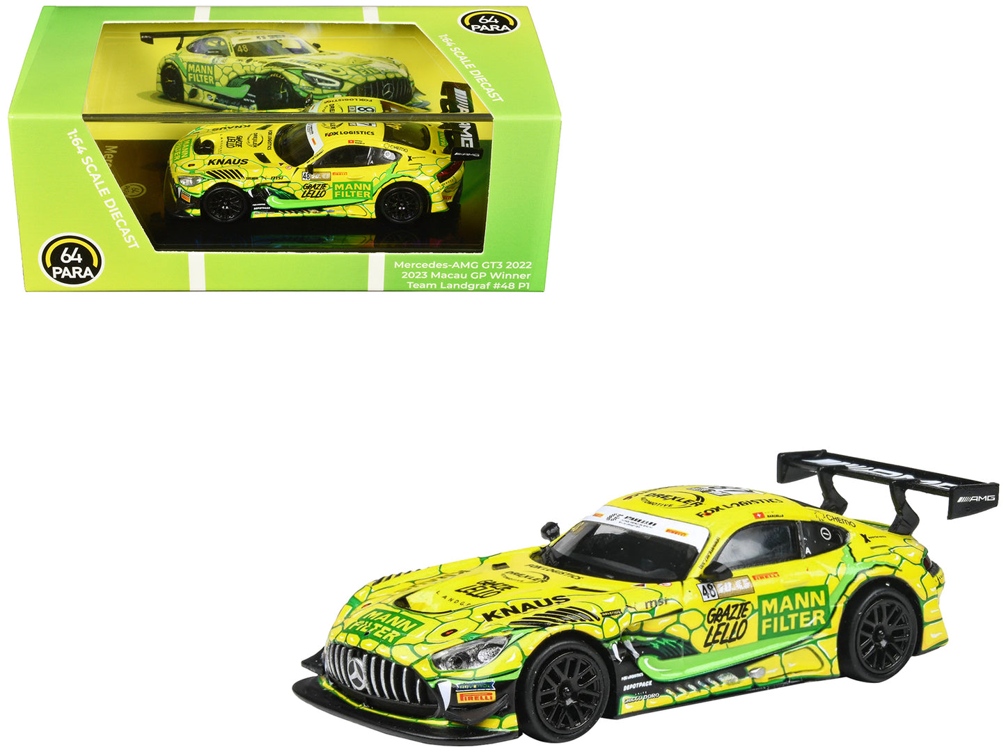 Mercedes-AMG GT3 Evo #48 Raffaele Marciello "Team Landgraf" Winner "FIA GT World Cup Macau" (2023) 1/64 Diecast Model Car by Paragon Models