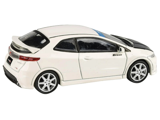 2007 Honda Civic Type R FN2 Championship White with Carbon Hood 1/64 Diecast Model Car by Paragon Models