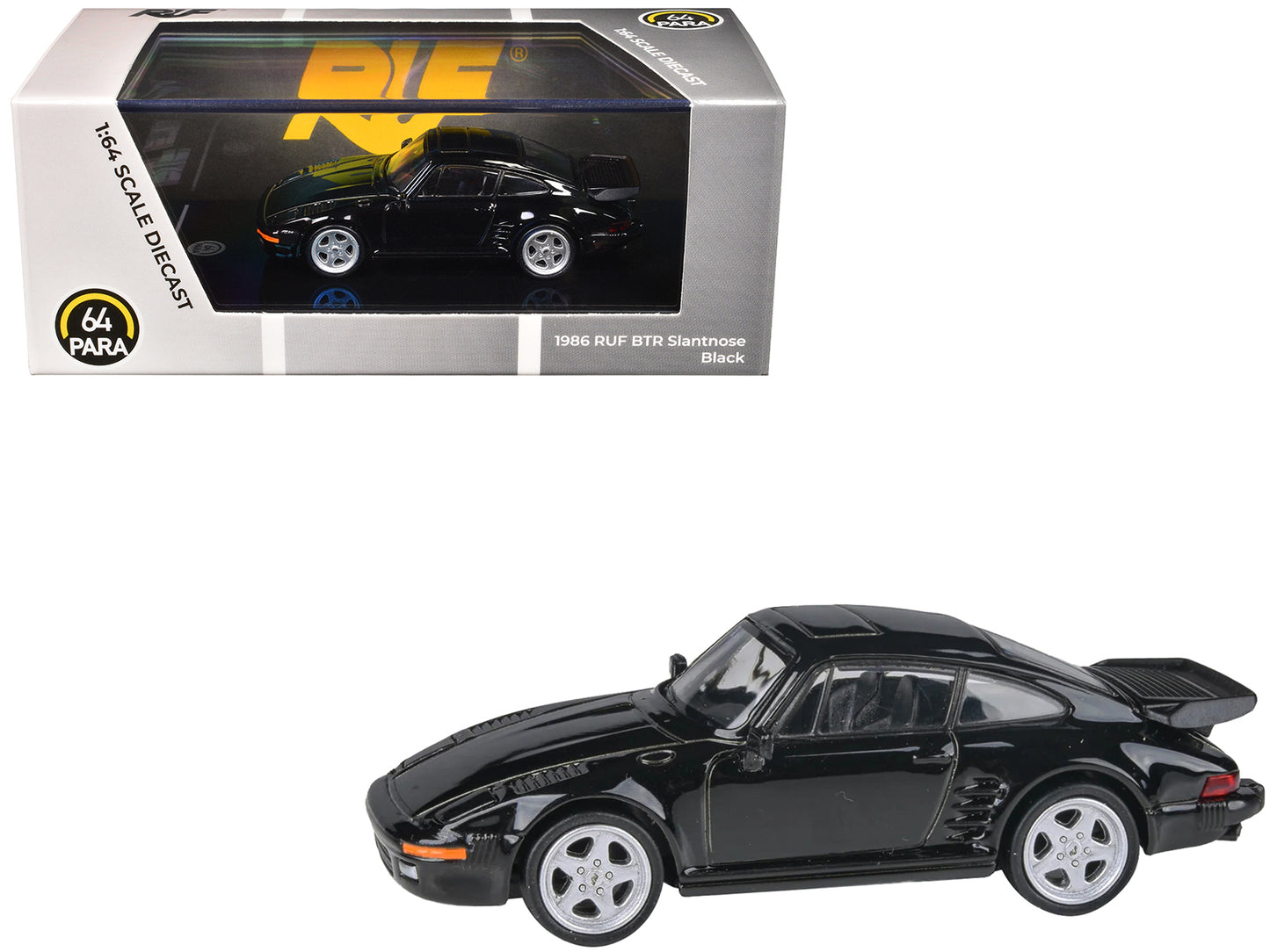 1986 RUF BTR Slantnose Black 1/64 Diecast Model Car by Paragon Models