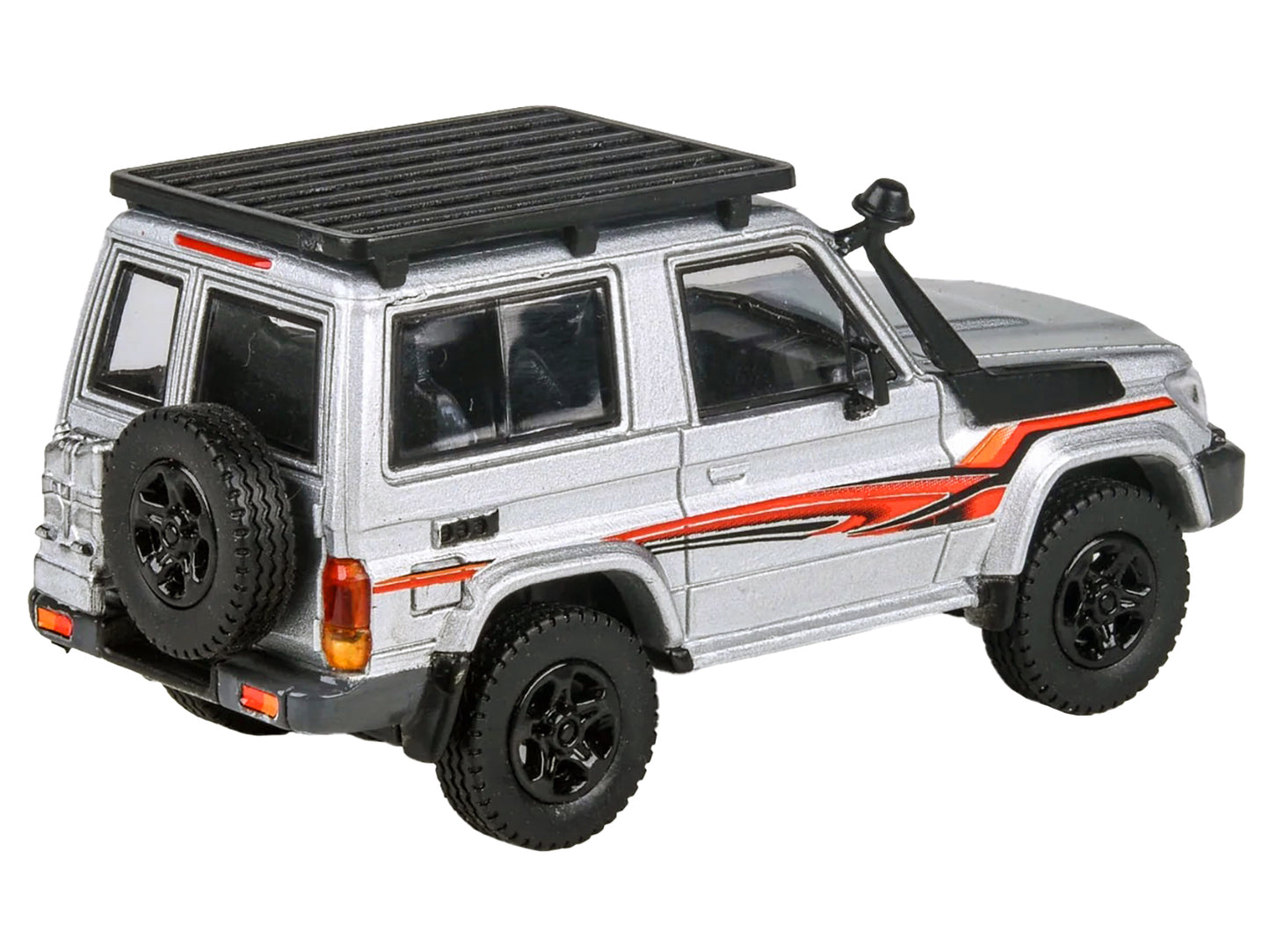 2014 Toyota Land Cruiser LC 71 Silver Metallic with Graphics 1/64 Diecast Model Car by Paragon Models