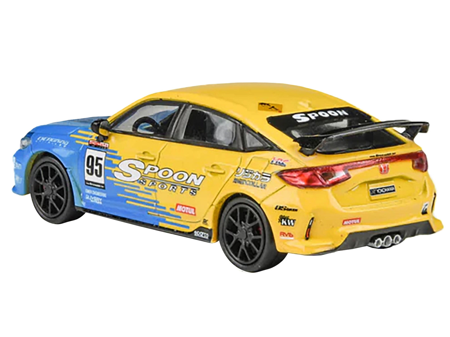 2023 Honda Civic Type R FL5 #95 "Spoon Sports Livery" Blue and Yellow 1/64 Diecast Model Car by Paragon Models