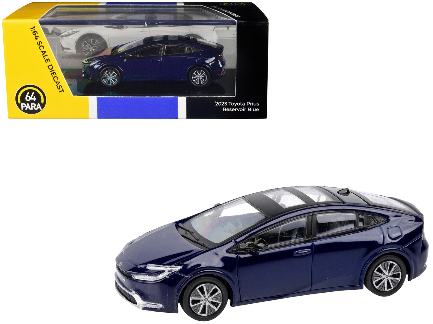 2023 Toyota Prius Reservoir Blue with Black Top and Sun Roof and Sun Roof 1/64 Diecast Model Car by Paragon Models