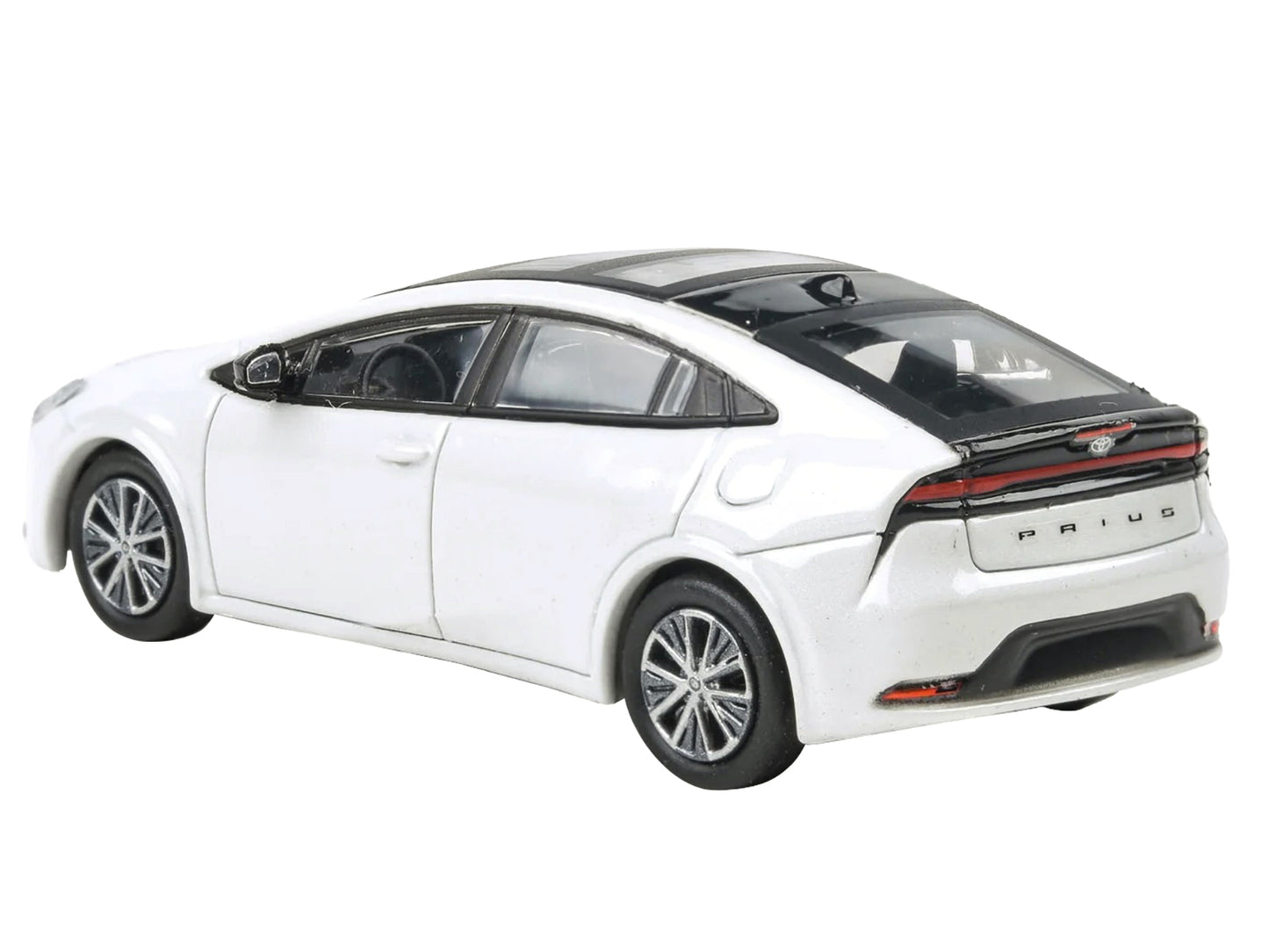 2023 Toyota Prius Wind Chill White Metallic with Black Top and Sun Roof and Sun Roof 1/64 Diecast Model Car by Paragon Models