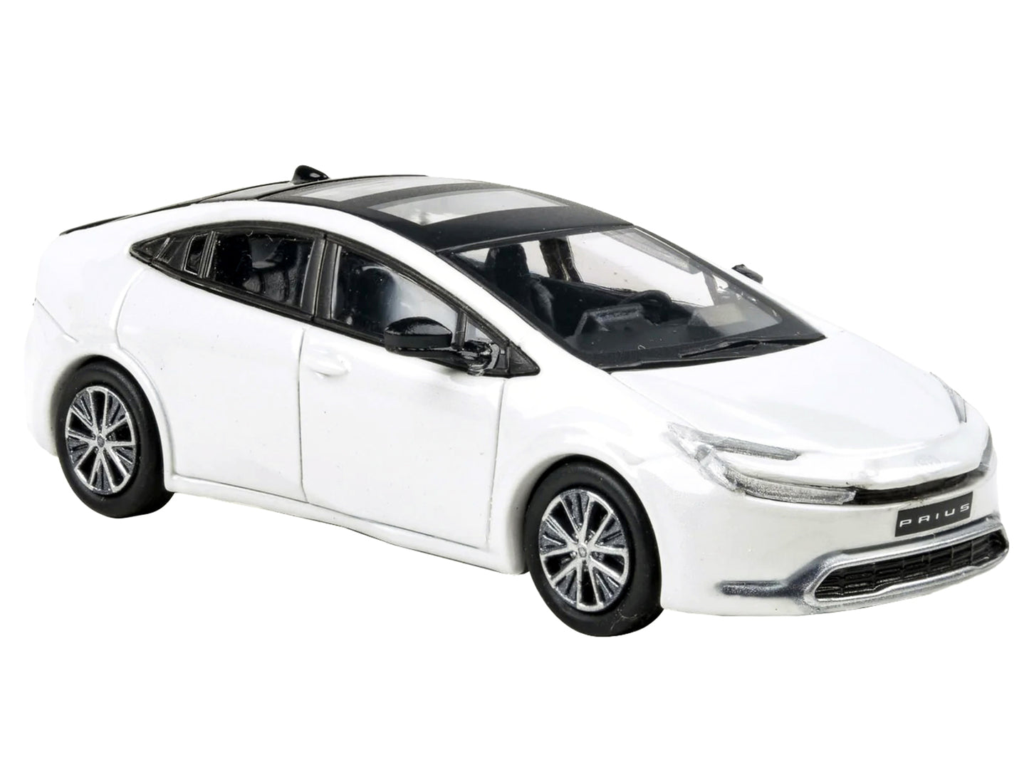 2023 Toyota Prius Wind Chill White Metallic with Black Top and Sun Roof and Sun Roof 1/64 Diecast Model Car by Paragon Models