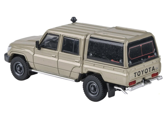 2014 Toyota Land Cruiser LC 79 Pickup Truck Sandy Taupe with Camper Shell 1/64 Diecast Model Car by Paragon Models