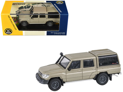 2014 Toyota Land Cruiser LC 79 Pickup Truck Sandy Taupe with Camper Shell 1/64 Diecast Model Car by Paragon Models