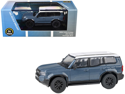 2024 Toyota Land Cruiser 250 Prado Heritage Blue with White Top 1/64 Diecast Model Car by Paragon Models