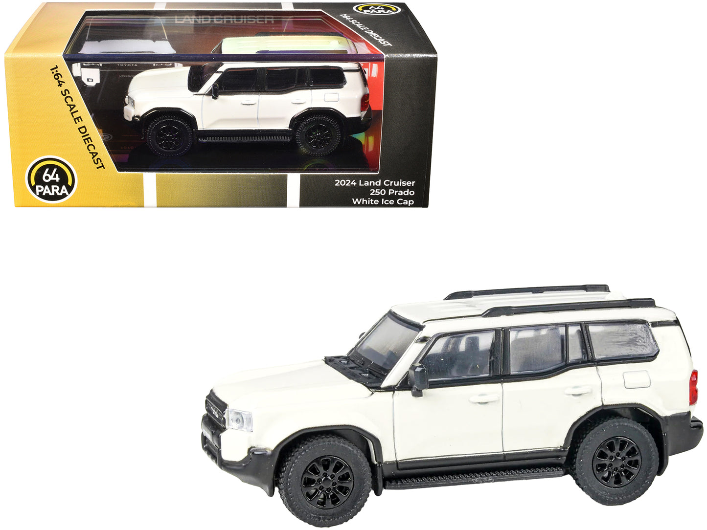 2024 Toyota Land Cruiser 250 Prado White Ice Cap 1/64 Diecast Model Car by Paragon Models