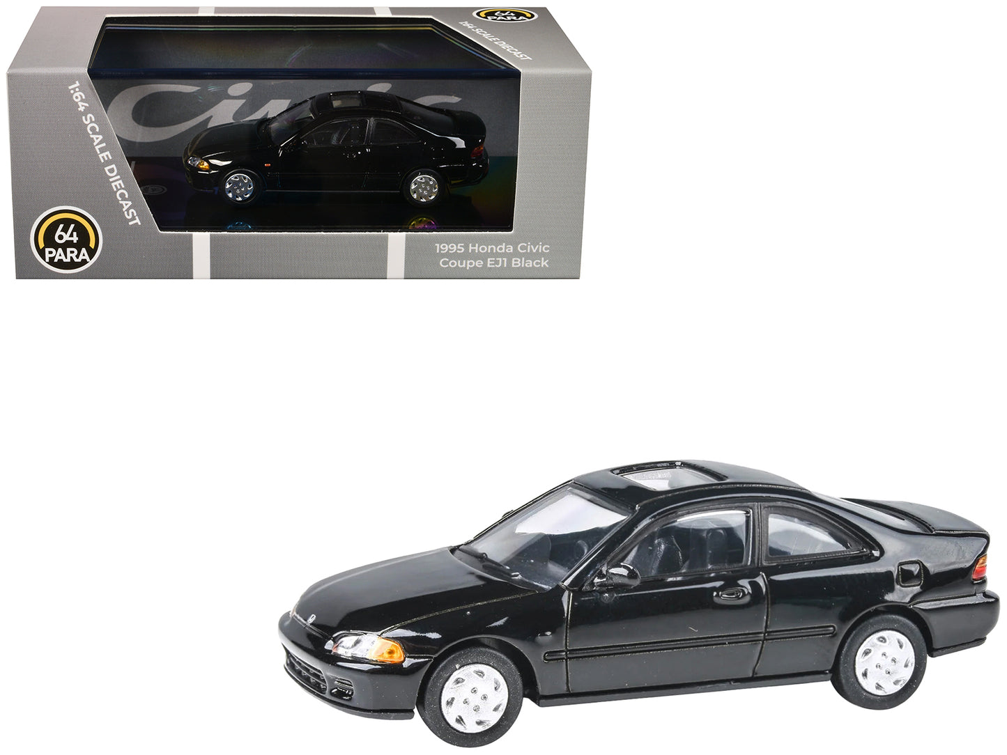 1995 Honda Civic Coupe EJ1 Black with Sunroof 1/64 Diecast Model Car by Paragon Models