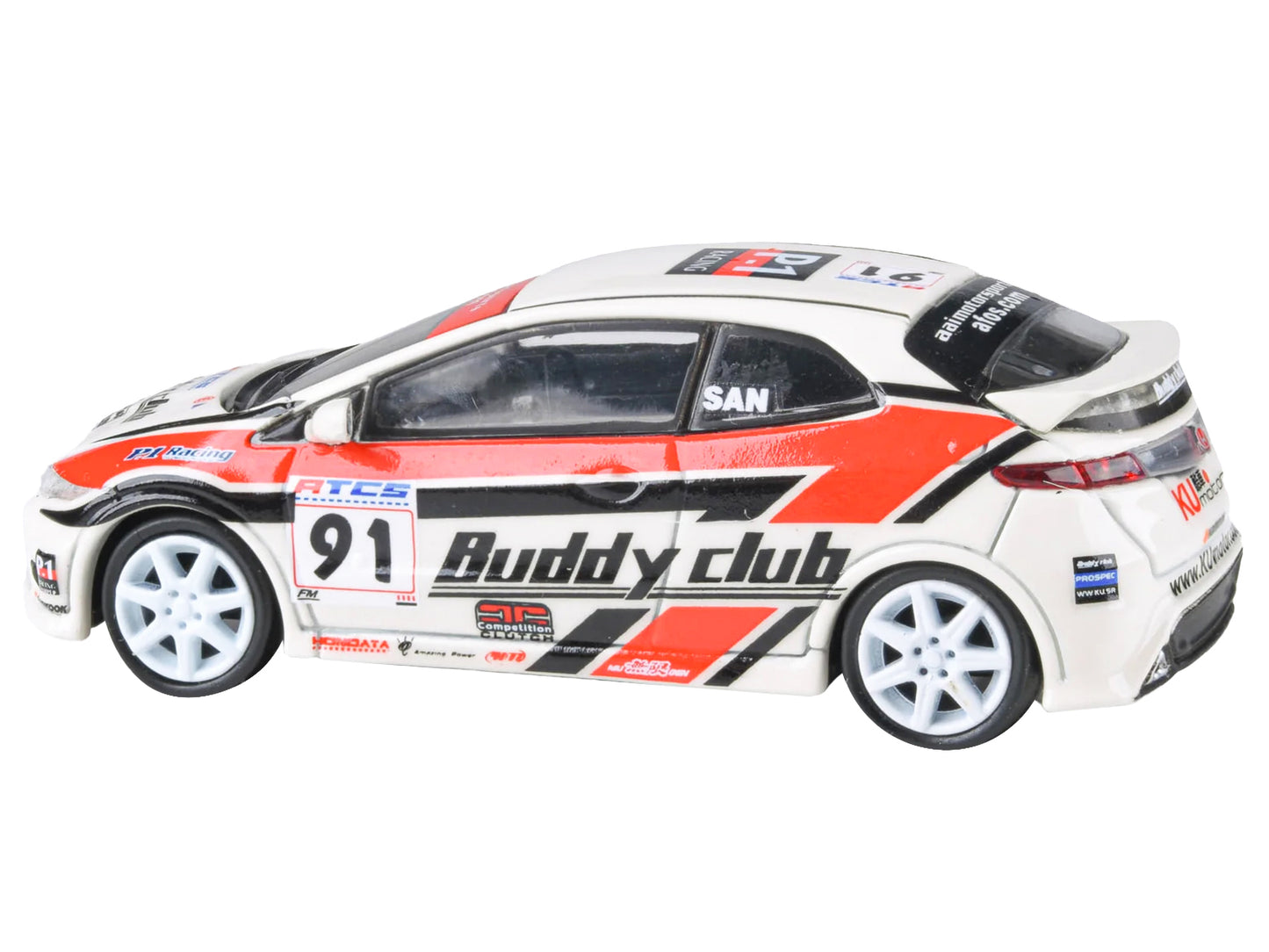 2007 Honda Civic Type R FN2 RHD (Right Hand Drive) #91 "Buddy Club - Asian Touring Car Series" (2012) 1/64 Diecast Model Car by Paragon Models