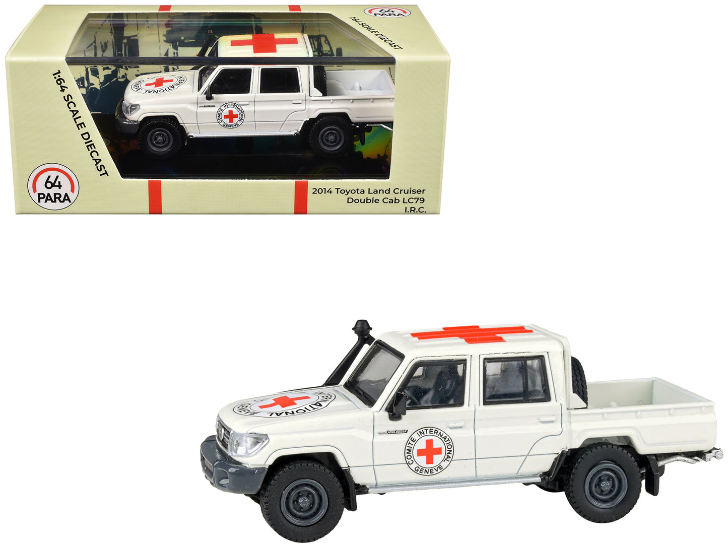 2014 Toyota Land Cruiser LC 79 Pickup Truck White "International Red Cross" 1/64 Diecast Model Car by Paragon Models