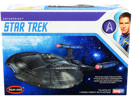 Skill 2 Snap Model Kit Enterprise NX-01 Starship "Star Trek: Enterprise" (2001-2005) TV Series 1/1000 Scale Model by Polar Lights