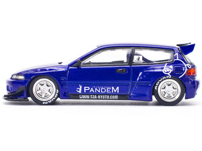 Pandem Civic EG6 RHD (Right Hand Drive) Blue Metallic "Enigma Exclusive Edition" 1/64 Diecast Model Car by Pop Race