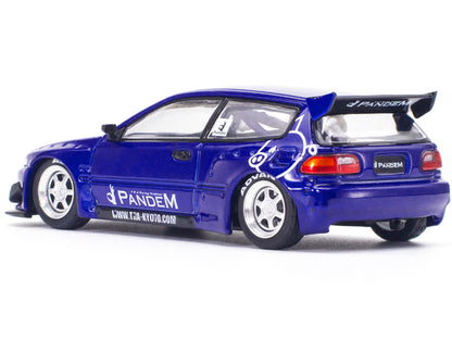 Pandem Civic EG6 RHD (Right Hand Drive) Blue Metallic "Enigma Exclusive Edition" 1/64 Diecast Model Car by Pop Race