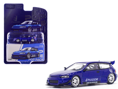 Pandem Civic EG6 RHD (Right Hand Drive) Blue Metallic "Enigma Exclusive Edition" 1/64 Diecast Model Car by Pop Race