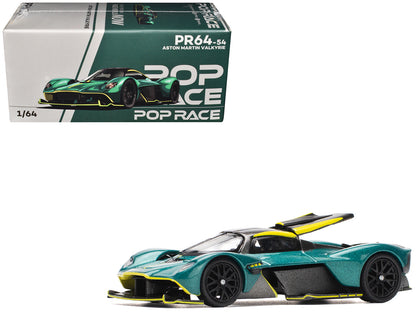 Aston Martin Valkyrie Green Metallic with Carbon Top 1/64 Diecast Model Car by Pop Race