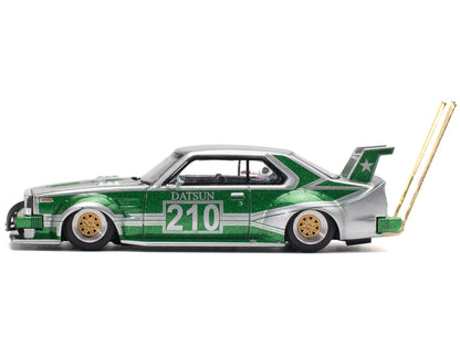 Skyline C210 Kaido Racer "Bosozoku Style" RHD (Right Hand Drive) #210 Green and Silver 1/64 Diecast Model Car by Pop Race