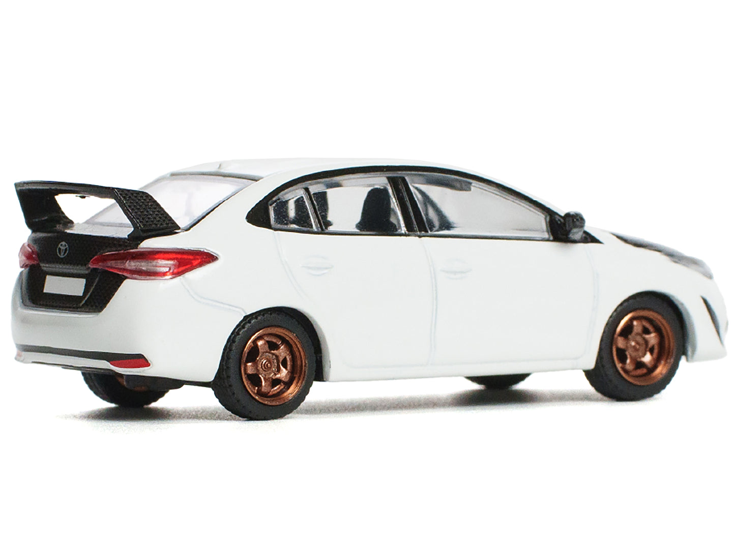 Toyota GR Vios White with Carbon Hood 1/64 Diecast Model Car by Pop Race