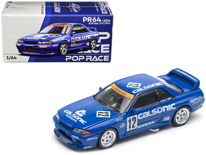 GTR R32 RHD (Right Hand Drive) #12 Kazuyoshi Hoshino - Toshio Suzuki "Calsonic" Winner "Japanese Touring Car Championship" (1990) 1/64 Diecast Model Car by Pop Race