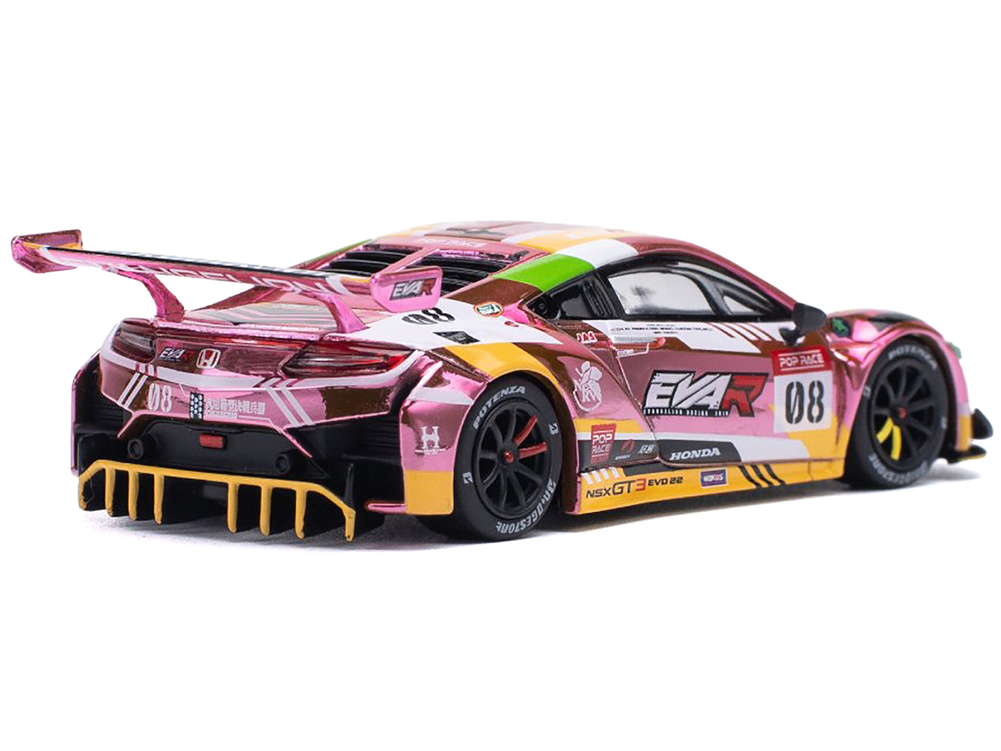 Honda NSX GT3 EVO22 #08 Pink with Graphics "EVA RT Production Model Custom Type-08" 1/64 Diecast Model Car by Pop Race