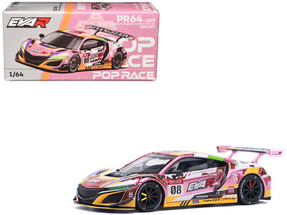 Honda NSX GT3 EVO22 #08 Pink with Graphics "EVA RT Production Model Custom Type-08" 1/64 Diecast Model Car by Pop Race