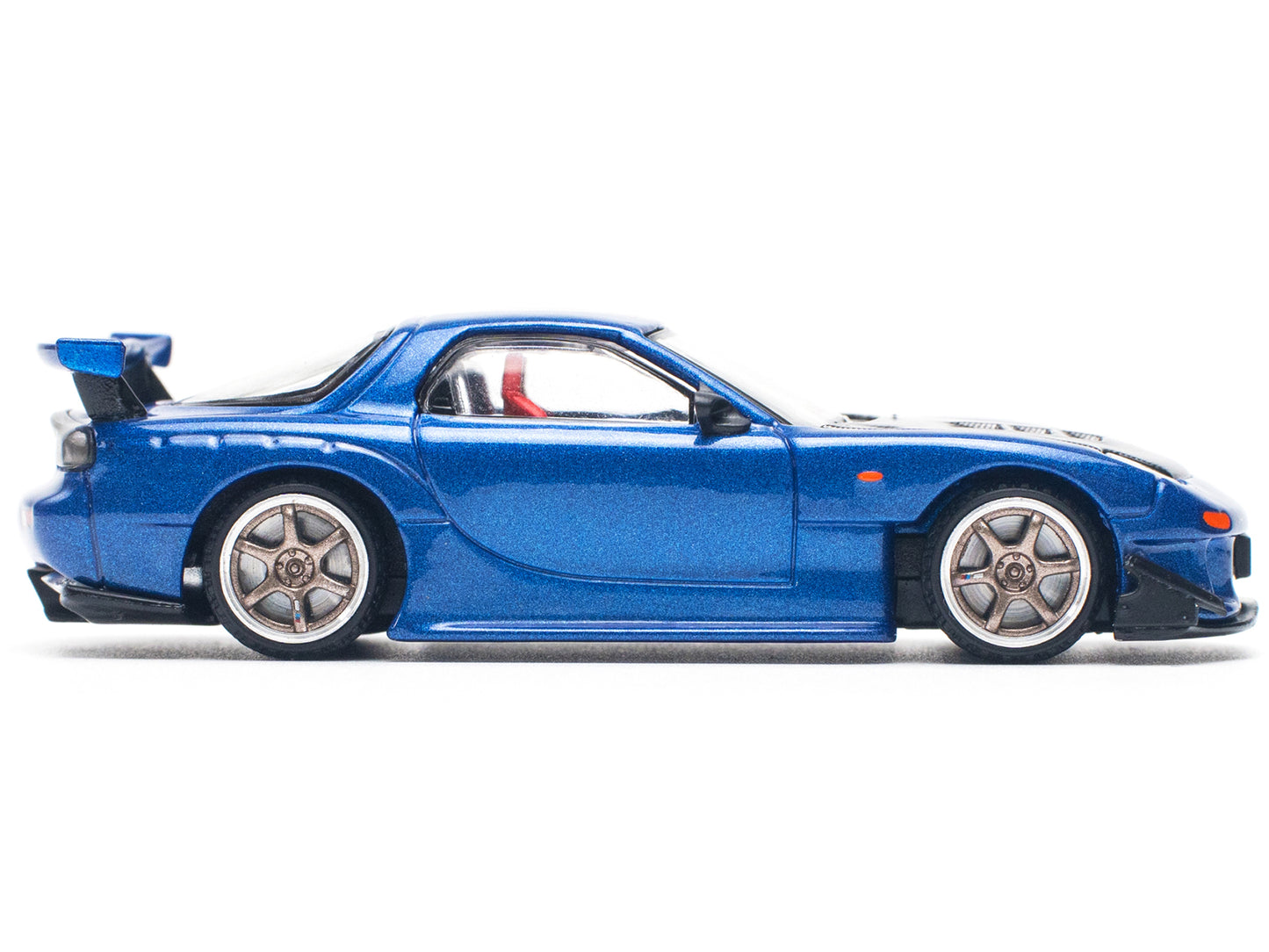 Mazda RX7 (FD) "RE Amemiya" RHD (Right Hand Drive) Blue Metallic with Carbon Top 1/64 Diecast Model Car by Pop Race