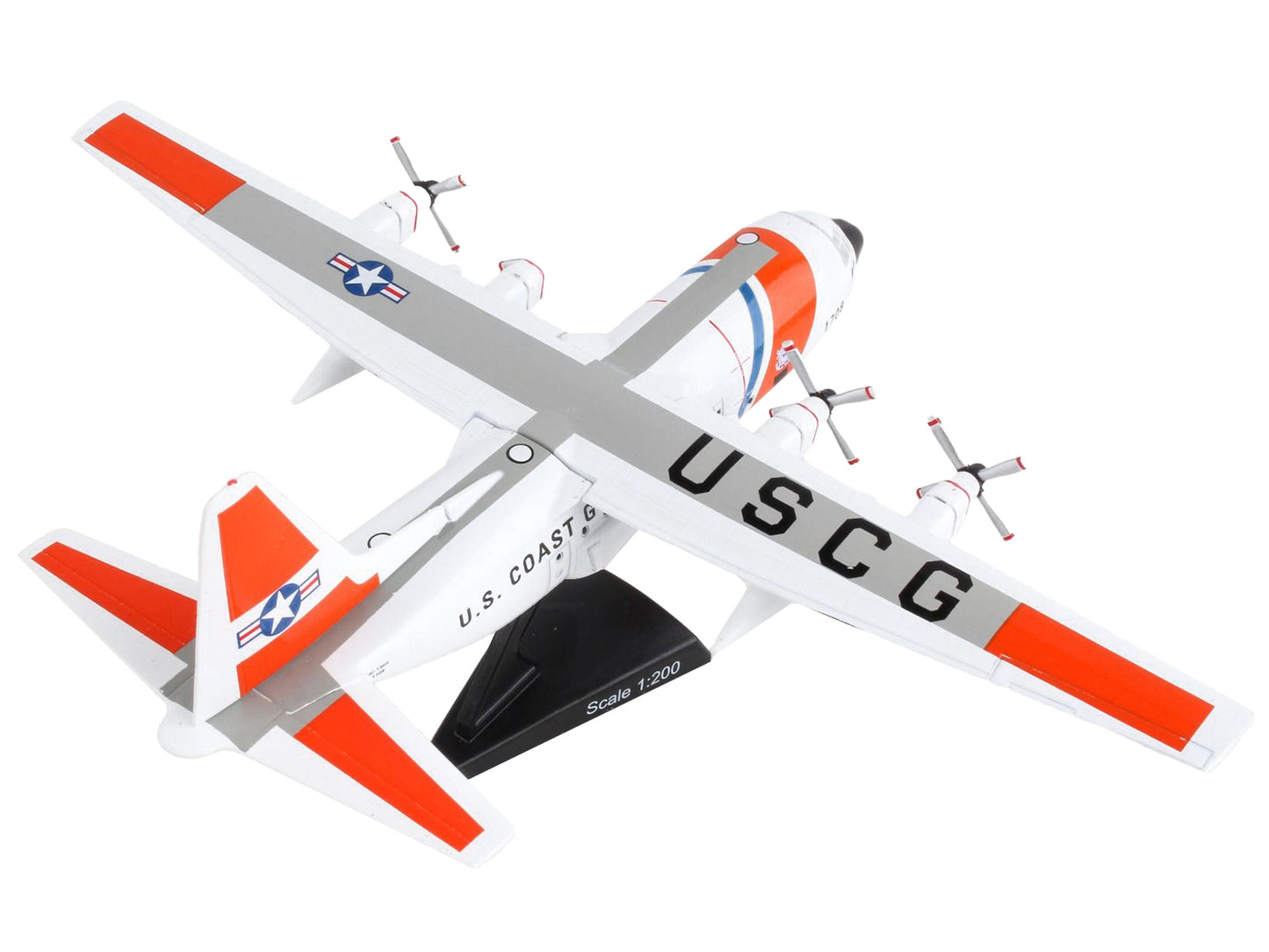 Lockheed C-130 Hercules Transport Aircraft "Variant H - United States Coast Guard" 1/200 Diecast Model Airplane by Postage Stamp