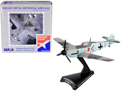 Messerschmitt Bf-109 Fighter Aircraft "Black 1 Ace Adolf Galland" German Luftwaffe 1/87 Diecast Model Airplane by Postage Stamp