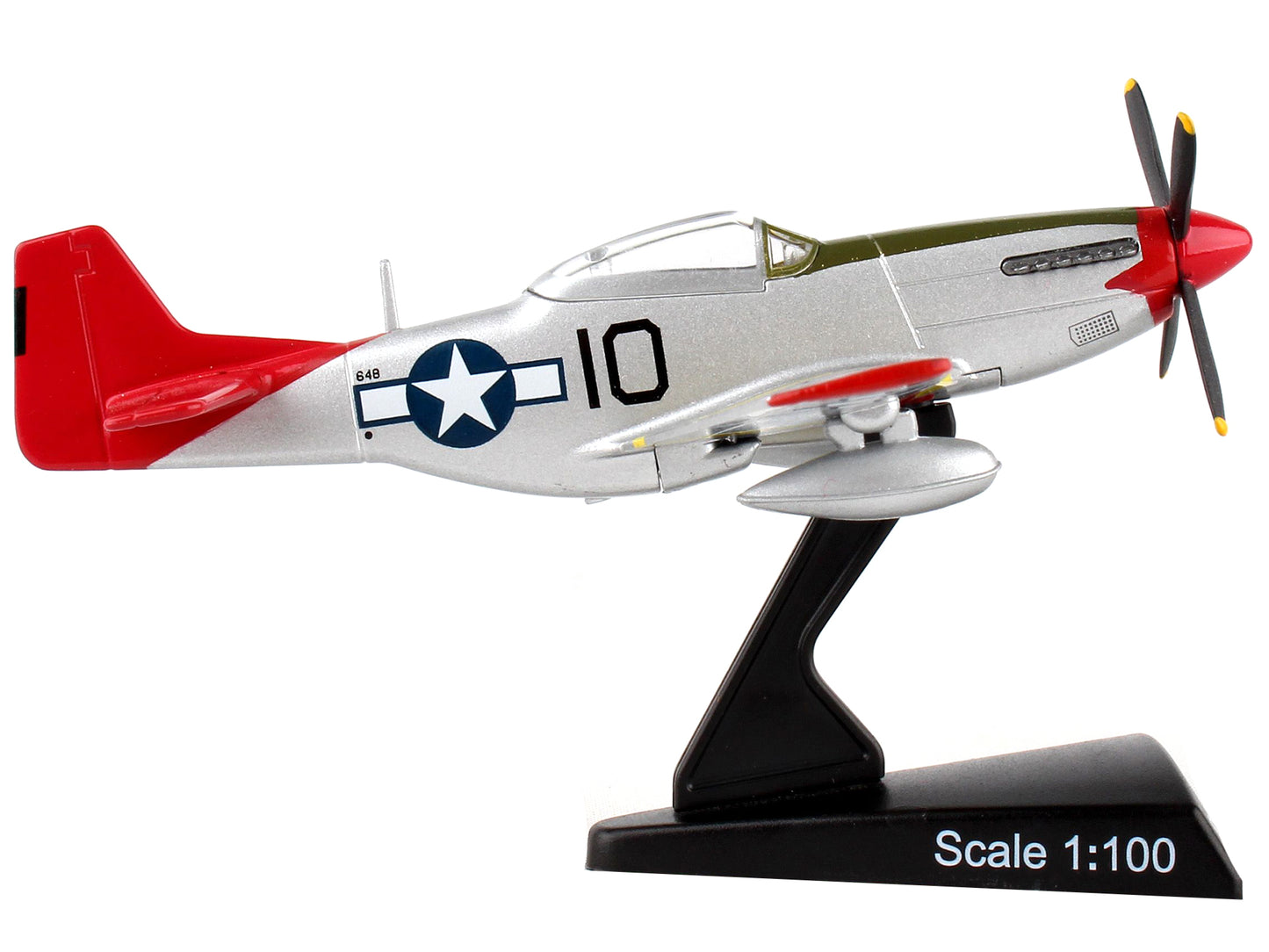 North American P-51D Mustang Fighter Aircraft #10 "Tuskegee" "Lollipoop" United States Army Air Force 1/100 Diecast Model Airplane by Postage Stamp