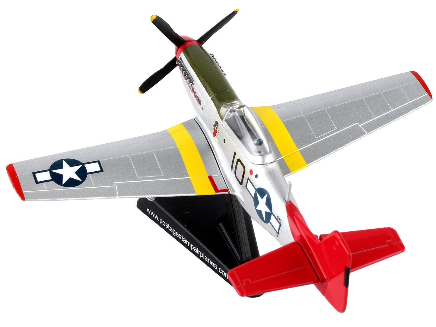 North American P-51D Mustang Fighter Aircraft #10 "Tuskegee" "Lollipoop" United States Army Air Force 1/100 Diecast Model Airplane by Postage Stamp